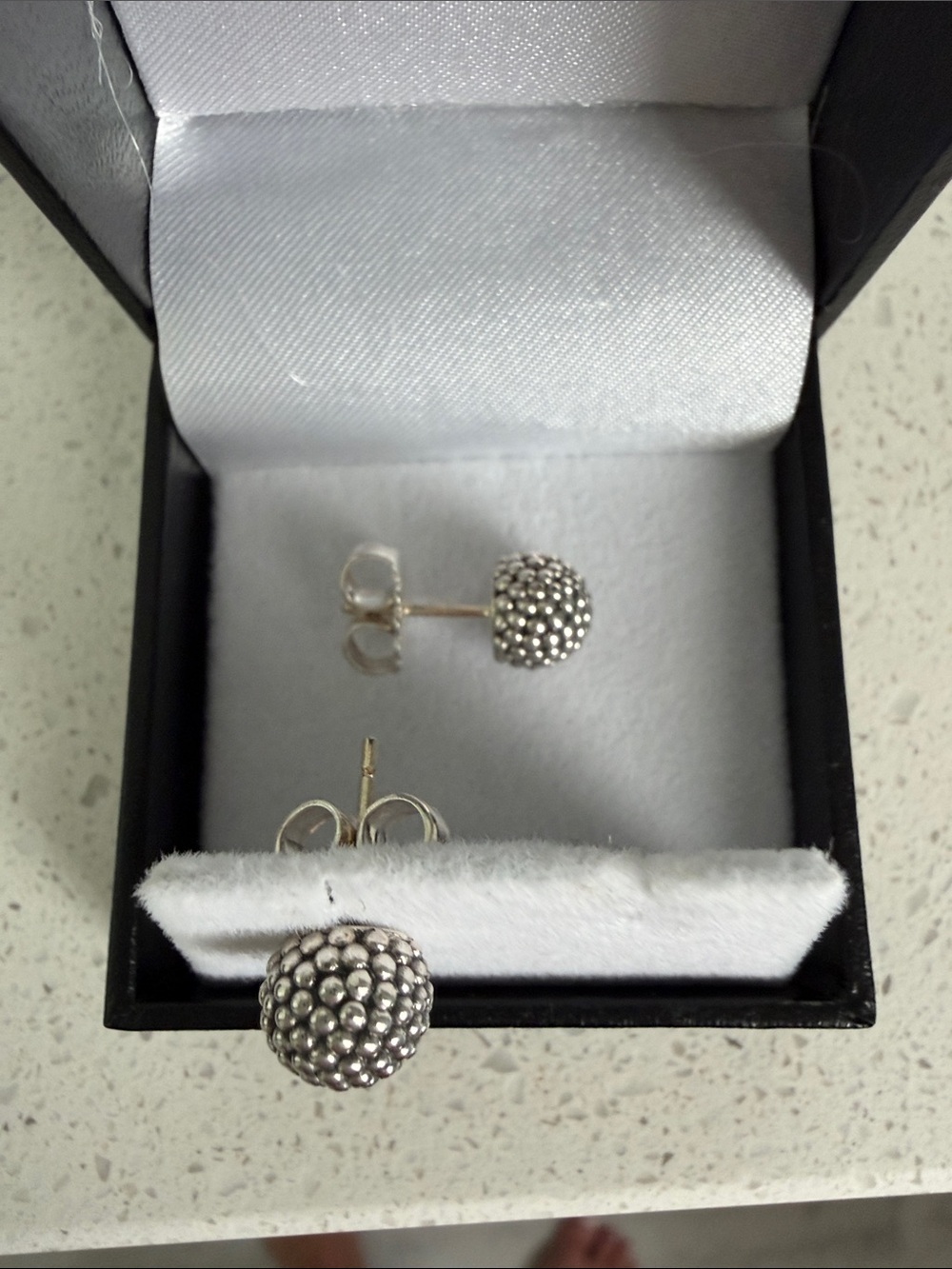 LAGOS Silver Beaded Dome Stud Earrings box nic - Picture 3 of 3